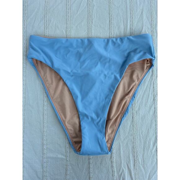 NWT J.Crew Blue High Waisted Swim Bikini Bottom, Style‎ BF178, Sz M - Picture 1 of 5